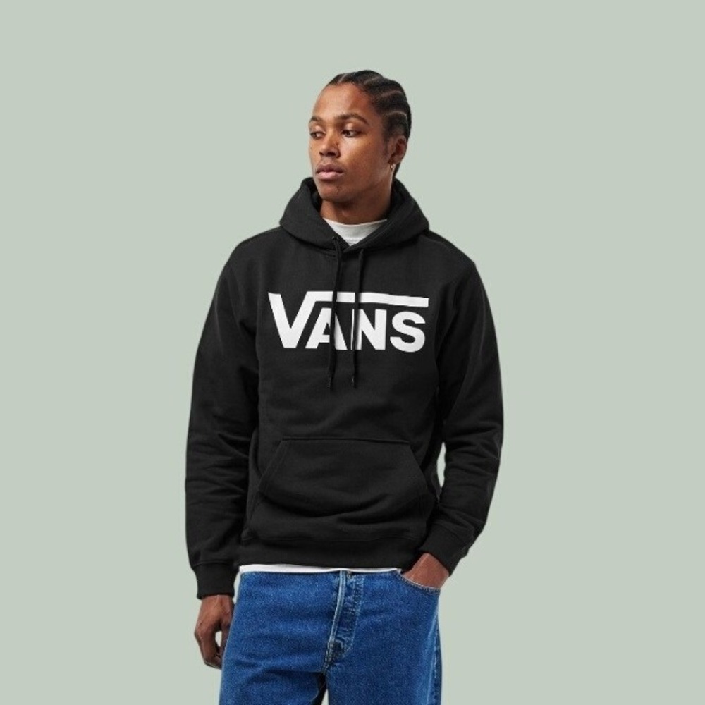 Vans Classic Pullover Hoodie Black Logo Mens Size M NEW